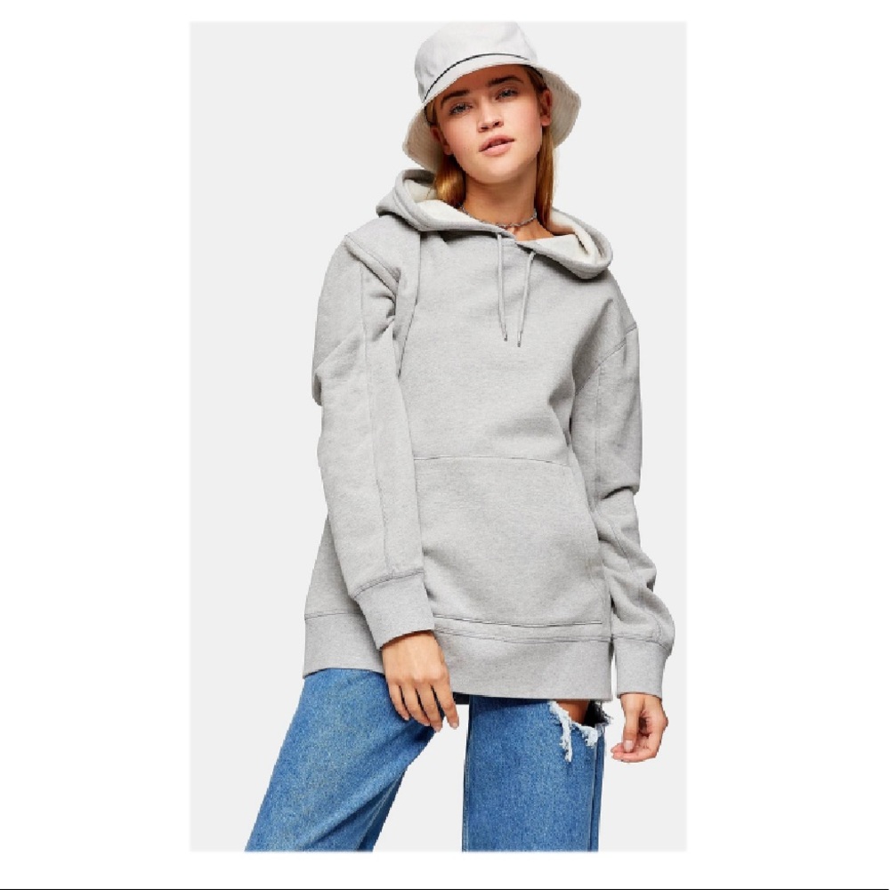 Topshop Grey Oversized Hoodie Sweater